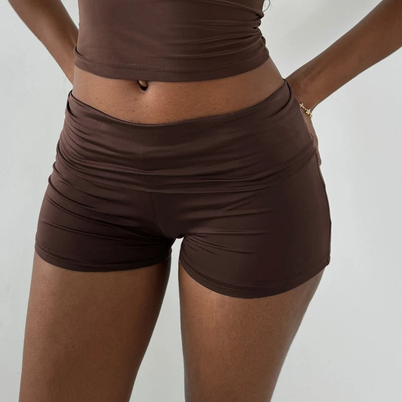 Folds Over Low Waist Shorts