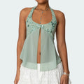 Sequin Split Front Crop Top