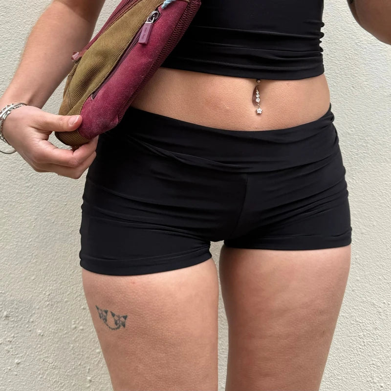 Folds Over Low Waist Shorts