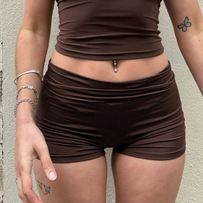 Folds Over Low Waist Shorts