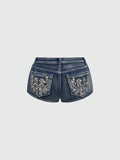 Low Rise Denim Shorts Female